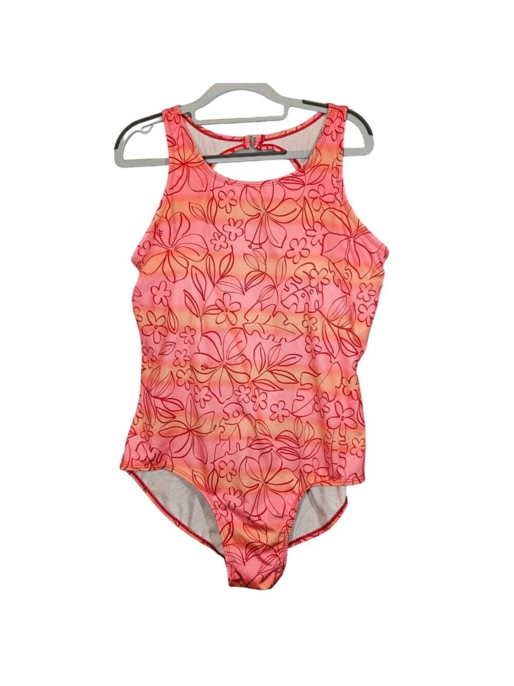 Sahara Club one piece swimsuit Womens 20W Pink Floral bright built in bra pool